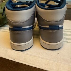 Jordan Gray and Blue High-Top Sneakers